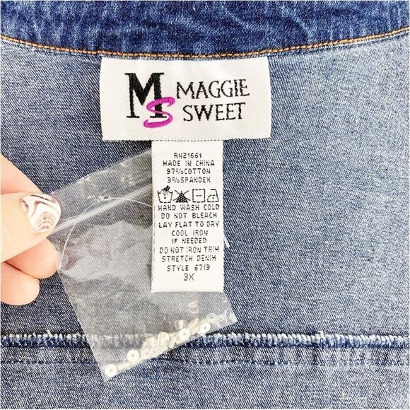 Maggie Sweet Women’s Crystal‎ Embellished Denim Jacket 3X - Picture 7 of 8